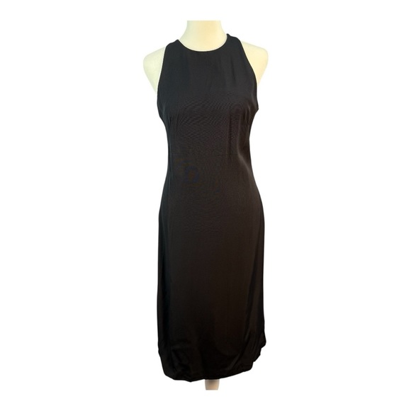 Theory Sleeveless Cross-Back Black Midi Dress Size 0 - Picture 1 of 8